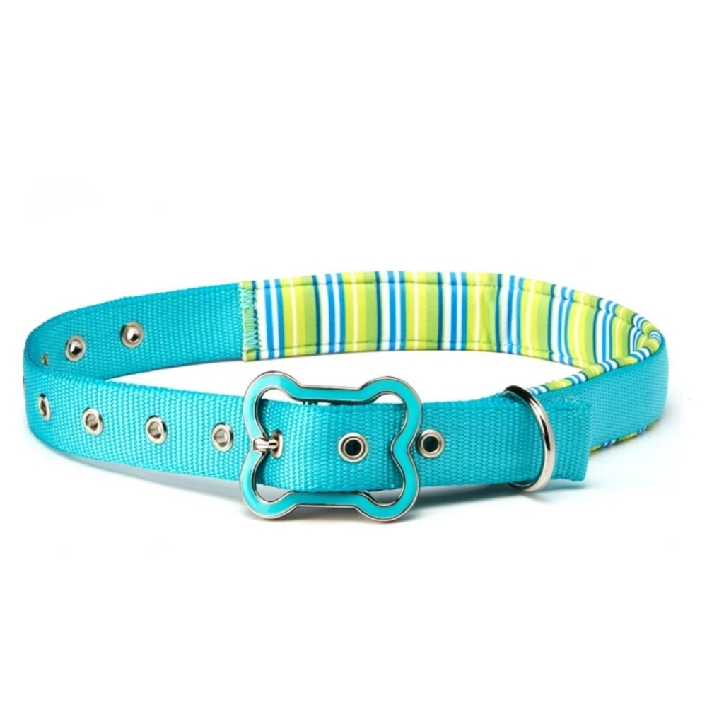 ADD ON Vibrant life comfort padded large 16-26" teal striped dog collar - Picture 2 of 5